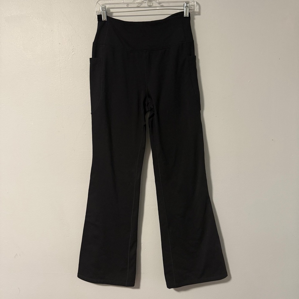 G Gradual Womens Black High Waisted Flare Yoga Pants Pockets Fleece Lined 31 L‎
